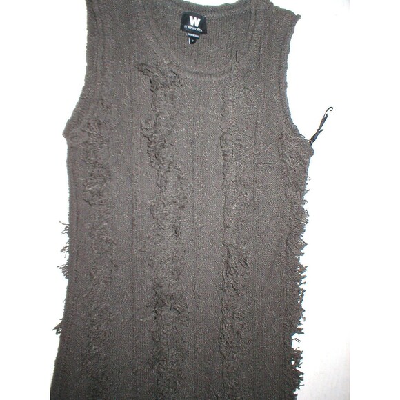 Womens NWT $298 Worth New York XS P Dress Coco Dark Brown Fringe Sleeveless Knit - Picture 6 of 11